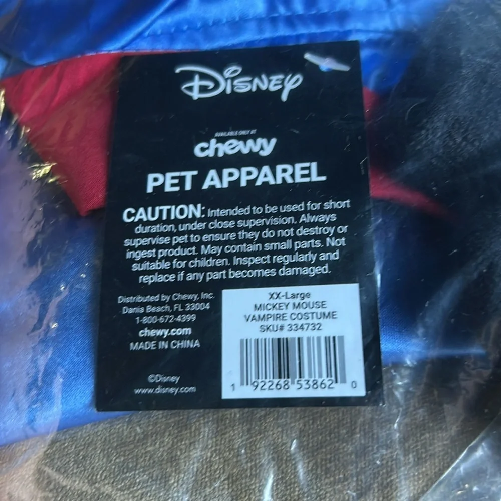 NWT Disney Mickey Vampire Dog Costume XXL